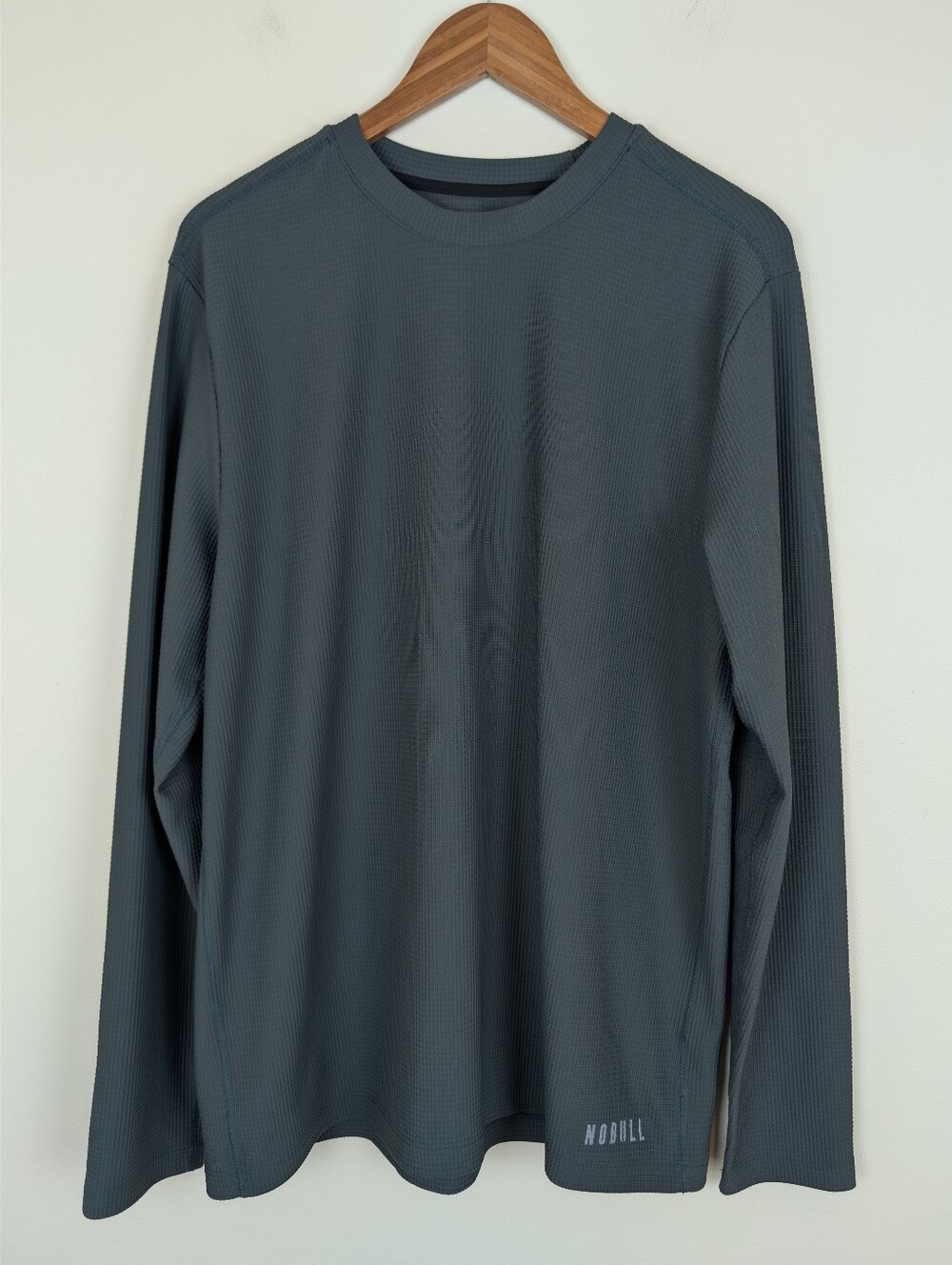 Nobull Men's Long Sleeve Waffle Tee - Grey size XL